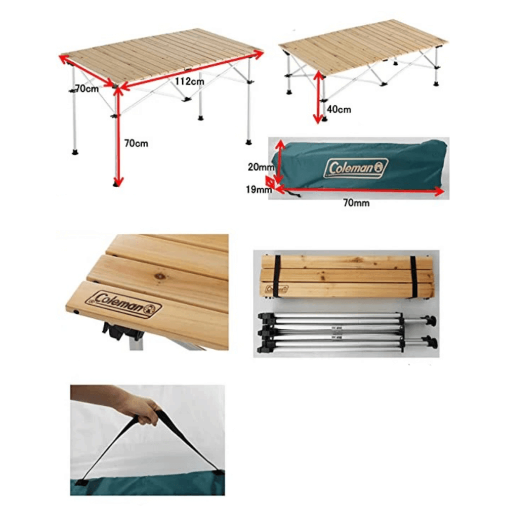 โต๊ะพับแคมป์ปิ้ง Coleman JP Natural Wood Roll Table 110 23501